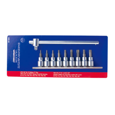 LLAVE DADO CROSSMAN TAMPER PROOF TORX #87-051 3/8 DR JGO. 10 PZS (OF)