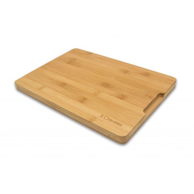 Tabla de corte de bambú Tres Claveles de 33 x 23 cm para cocina