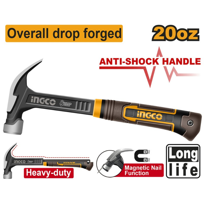 MARTILLO INGCO CARPINTERO MAGNET. C/MANGO ERGONOMICO  20 OZ./560GRS/ 355MM # HCH81020L