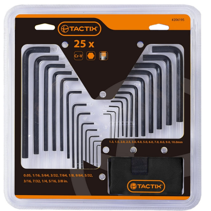 LLAVE ALLEN TACTIX # 206195  JGO.25 PZAS. EN PULG. Y MM.