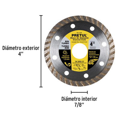 DISCO CORTAR PRETUL (TRUPER) DIAMANTADO TURBO # DID-240P  4  (27016)