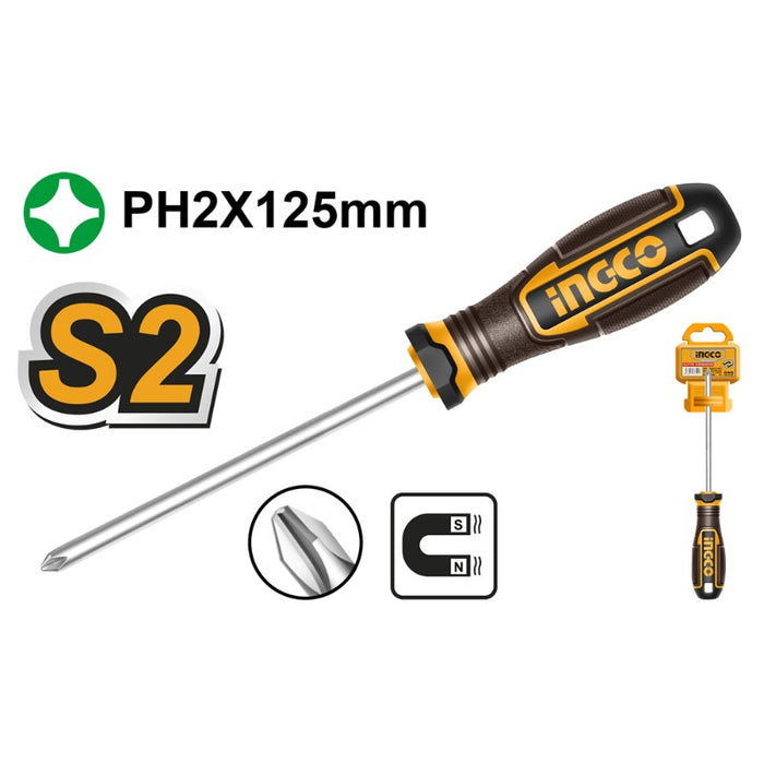 ATORNILLADOR INGCO INDUSTRIAL PUNTA CRUZ PH2X125MM # HSDPH2125