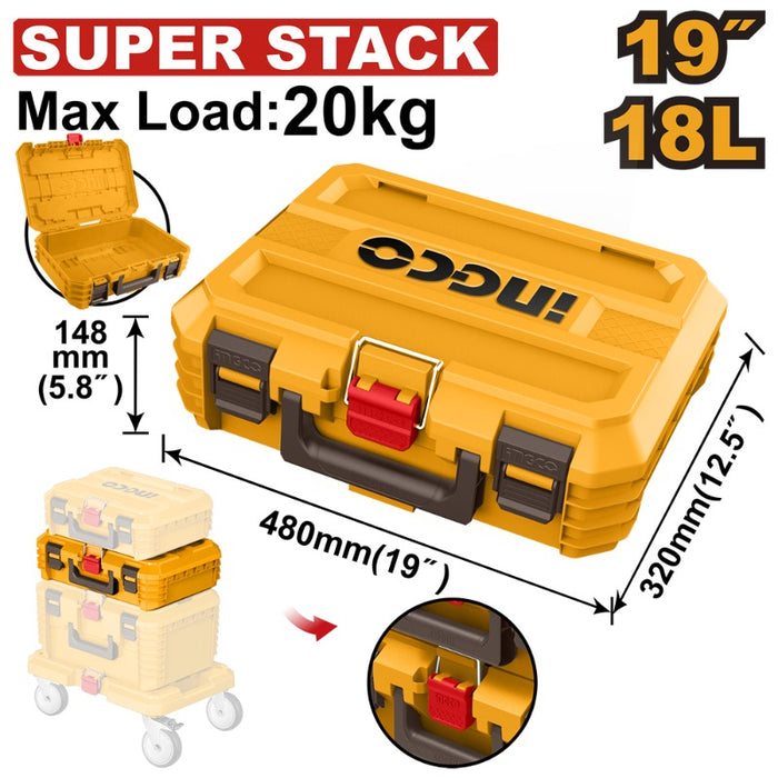 CAJA HERRAMIENTAS INGCO APILABLE 19"  48x32x14,8CM 15KG  #PBXS102
