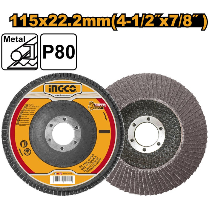 DISCO TRASLAPADO INGCO  GRANO 80 115MM # FD11580
