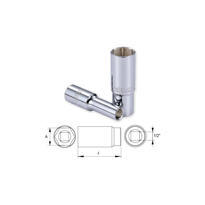 LLAVE DADO LARGO CROSSMAN 6 PTA 1/2 DR #96-416- 8 MM