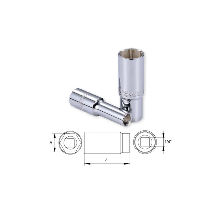 LLAVE DADO CROSSMAN 1/4 DR 6 PTA. LARGO  14 MM # 96-289