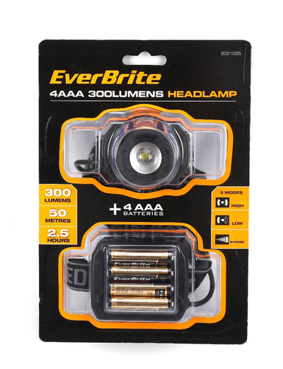 Linterna De Cabeza 300 Lumen 50 Mts. (E021035)