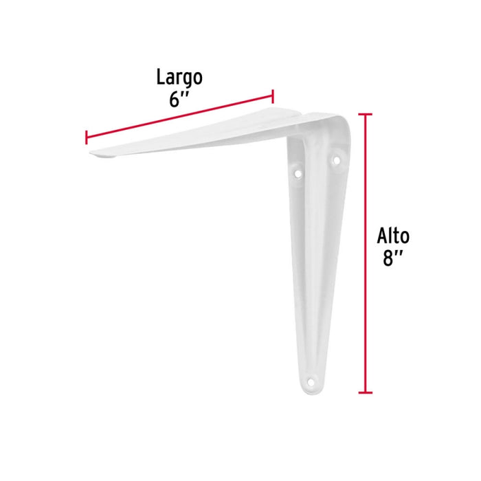 ESCUADRA ESTANTE TRUPER BLANCA #ME-8B  6 X 8  (CAJA DE 12 PZAS.)  (44006)