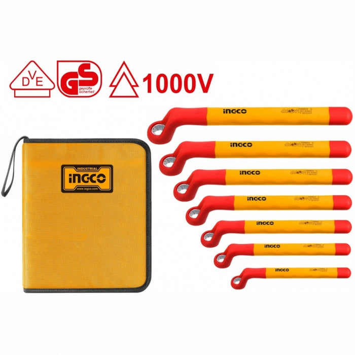 LLAVE CORONA ACODADA INGCO AISLADA 1000V JGO 7PZS #HKISPA0702