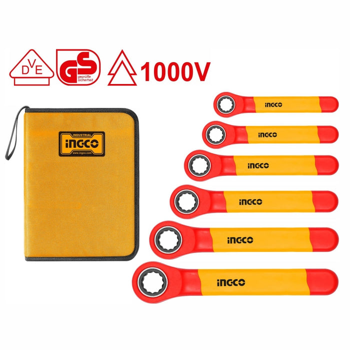 LLAVE CORONA INGCO C/CHICHARRA AISLADA 1000V JGO 6 PZS. # HKISPA0603