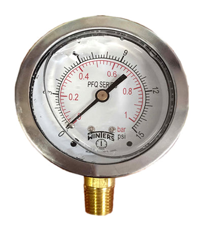 MANOMETRO WINTERS # PFQ806 1/4 NPT C/GLIC.INF 0/200 PSI/BAR