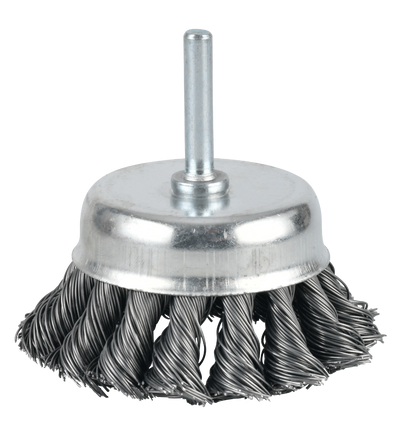 Grata Copa Conica Acero Trenzado 3" C/Vastago