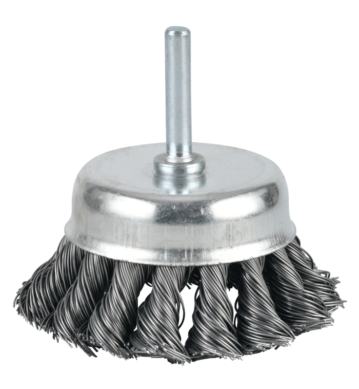 Grata Copa Conica Acero Trenzado 3" C/Vastago