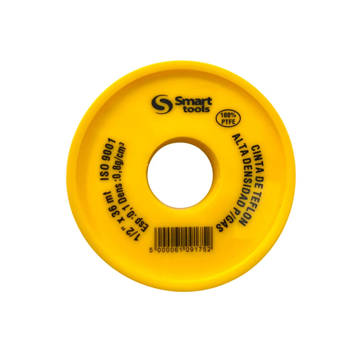 TEFLON (ROLLO) 1/2 X 36 MT AMARILLO P/GAS