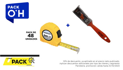 Pack 48 unidades, HUINCHA 3.0 MTS.X 1/2" GLOBAL (STHT30504-840) + Brocha