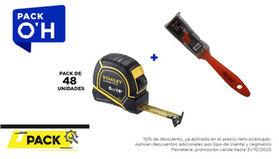 Pack 48 unidades, HUINCHA 5.0 MTS.X 3/4" GLOBAL PLUS (30-615) + Brocha
