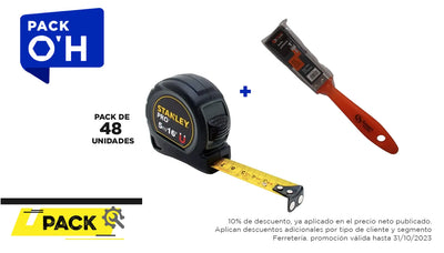 Pack 48 unidades, HUINCHA 5.0 MTS.X 3/4" PRO (30-085) + Brocha