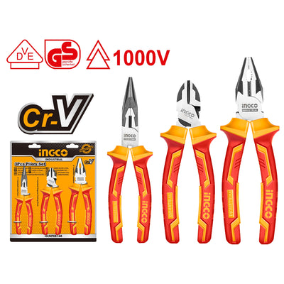 ALICATE INGCO AISLADO 1000V INDUSTRIAL JGO.3 PZAS  # HIKPS28318