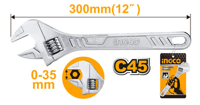 LLAVE FRANCESA INGCO CROMADA  12" # HADW131122