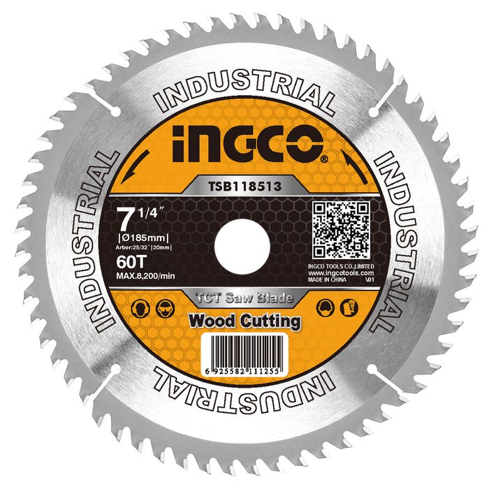 SIERRA CIRCULAR INGCO P/MADERA 7.1/4 X 60DTS C/REDUCC. 16MM #TSB118513