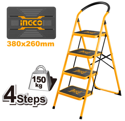 ESCALERA INGCO ACERO TUBULAR 4PL 150KG #HLAD09041