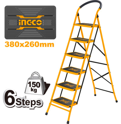 ESCALERA INGCO ACERO TUBULAR 6PL 150KG #HLAD09061