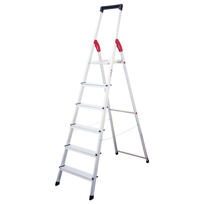 Escalera de Tijera Plataforma de Aluminio 1,91 m - 6 Peldaños - Magna Plus