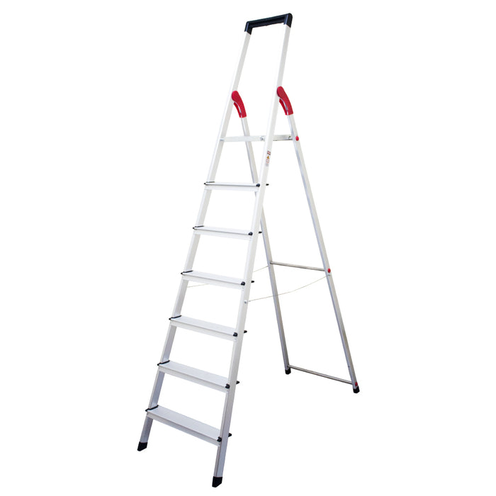 Escalera de Tijera Plataforma de Aluminio 2,13 m - 7 Peldaños - Magna Plus