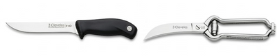 Pack Pollo y Anticuchos - Cuchillo Deshuesar 15 cm y Tijera para Aves Tres Claveles