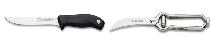 Pack Pollo y Anticuchos - Cuchillo Deshuesar 15 cm y Tijera para Aves Tres Claveles