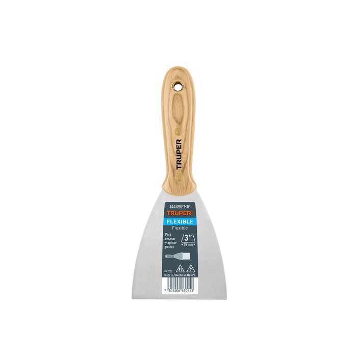 Espatula Acero Flexible Truper 3" M/Madera # ET-3F