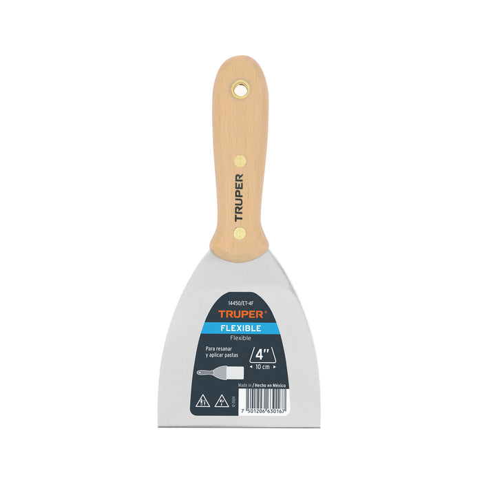 Espatula Acero Flexible Truper 4" M/Madera # ET-4F