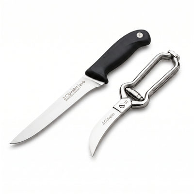 Pack Pollo y Anticuchos - Cuchillo Deshuesar 15 cm y Tijera para Aves Tres Claveles