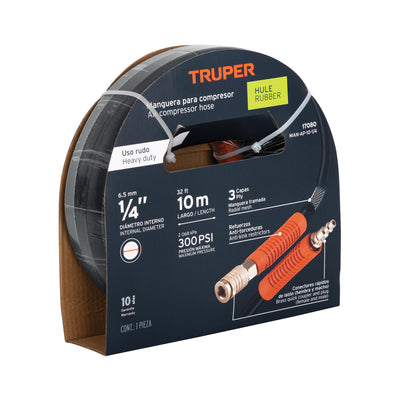 MANGUERA DE HULE TRUPER P/COMPRESOR 10MTS MAN-AP-10-1/4