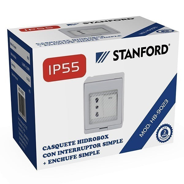 Hydrobox con Enchufe Simple 10/16A y Interruptor 9/12 STANFORD