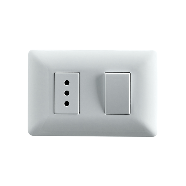 Interruptor Simple (9/12) + Enchufe Simple 10A 250V (Blanco) STANFORD