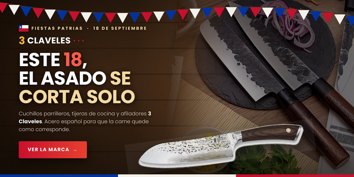 Cuchillos 3 Claveles para el asado de Fiestas Patrias - acero español