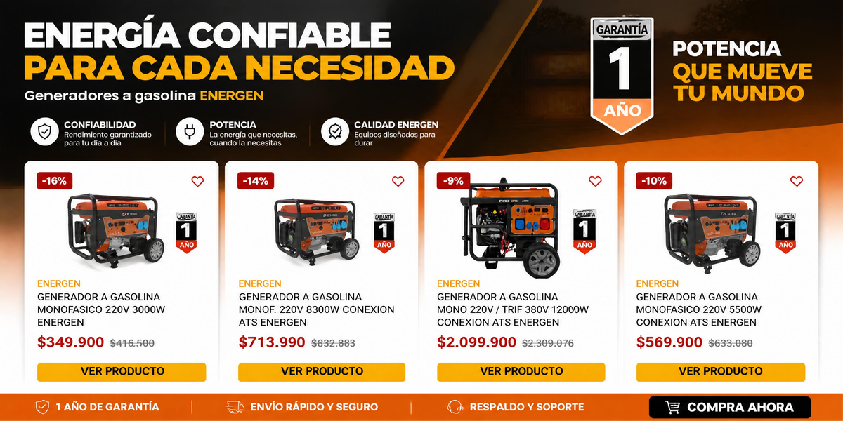 Generadores a gasolina ENERGEN - energia confiable para cada necesidad