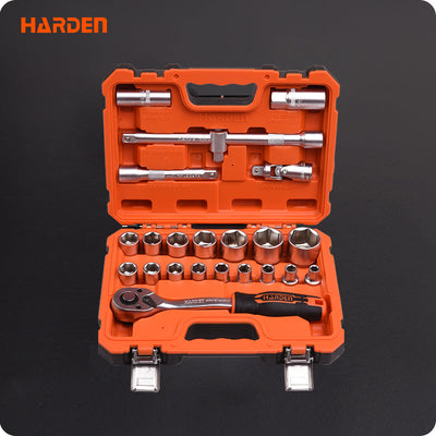 23 Piezas 1/2" Maleta de Dados con Chicharra Curva Harden