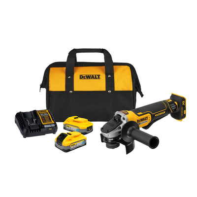 ESMERIL ANGULAR 4-1/2" 20V XR BRUSHLESS | 2 BATERÍAS POWERSTACK 5.0 AH + CARGADOR + BOLSO DE TRASLADO DEWALT
