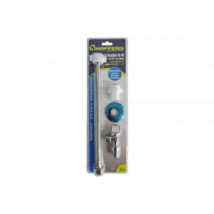 Kit Llave Angular + Flexible De Acero Inox HI HI 30cm Hoffens