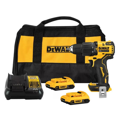 TALADRO PERCUTOR ATOMIC 20V | 2 BATERÍAS DE 2.0AH + CARGADOR + BOLSO DE TRASLADO DEWALT
